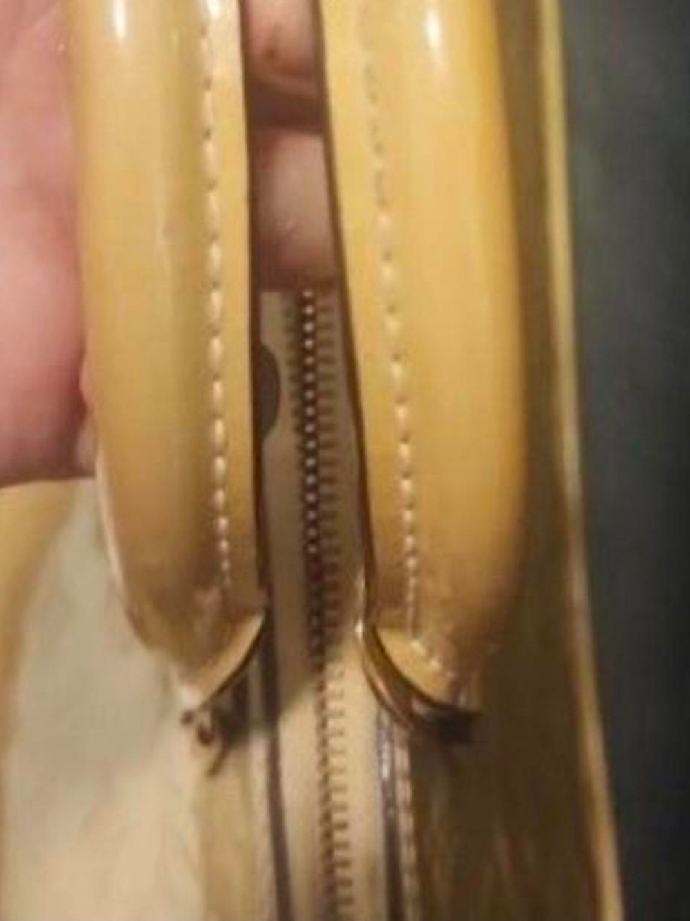 Louis Vuitton Patent Leather Alma MM Handbag in Beige - Picture 9 of 16